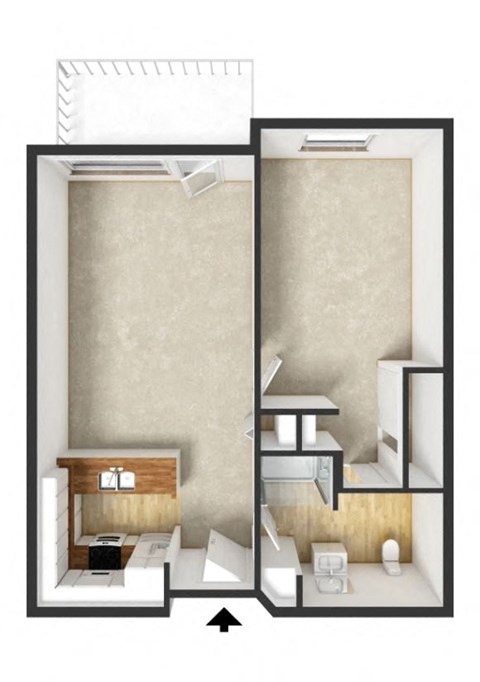a floor plan of a bedroom with a large window